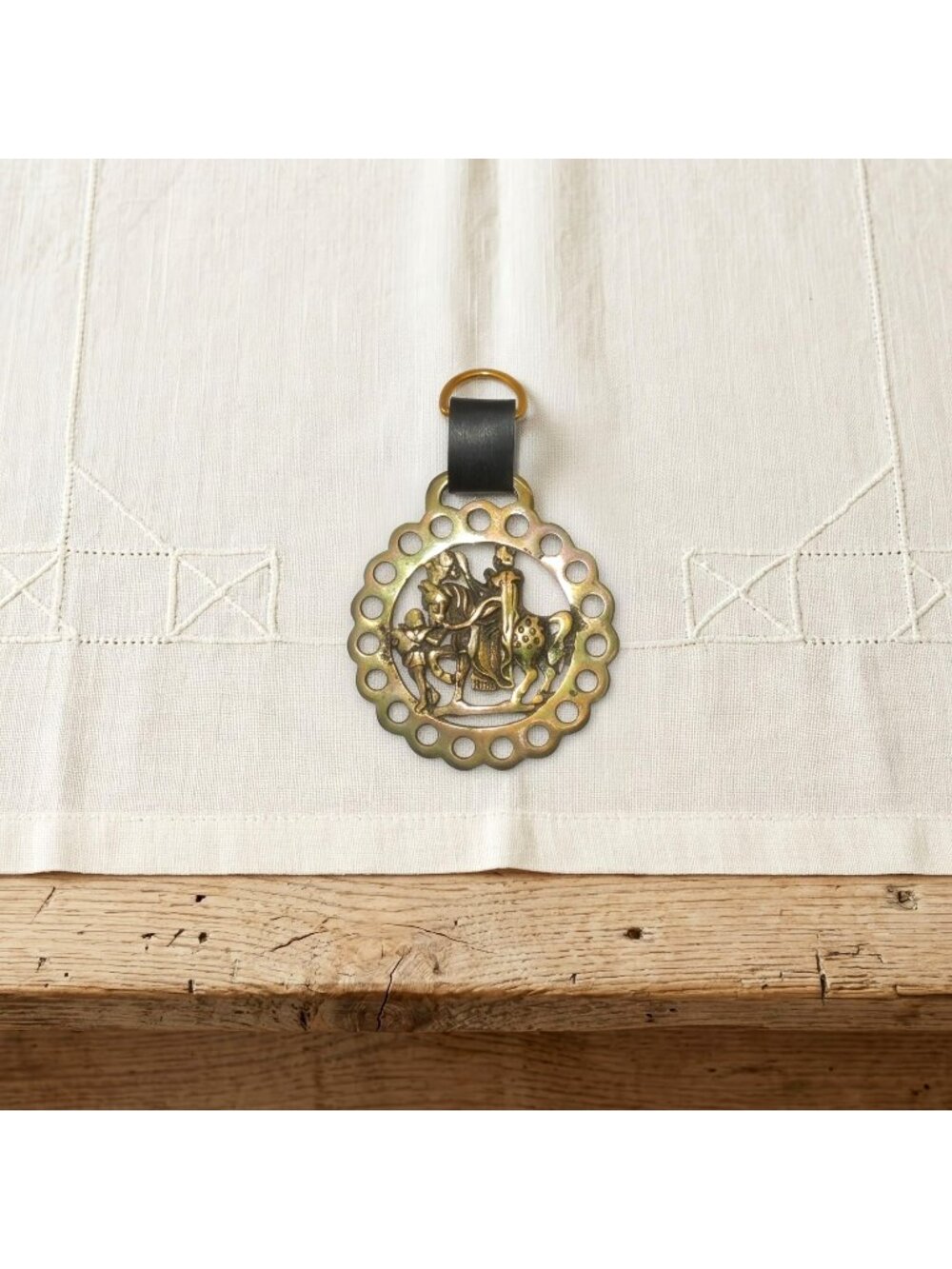 Vintage King Sceptre Page Boy Horse Brass English Harness Medallion 4"